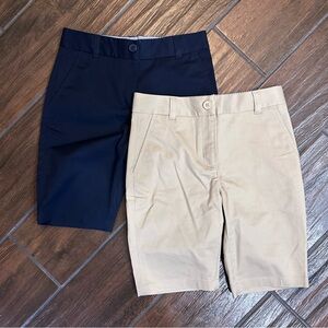 Tommy Hilfiger Bermuda Shorts Bundle. Both Girls 8. Tan Cotton and Dark Navy.